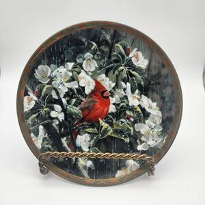 1993 WL George Fine China Plate Red Bird "Early Morning Rain" 5357
